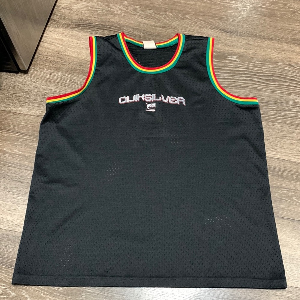 Quiksilver Black Tank Top with Red and Green Trim